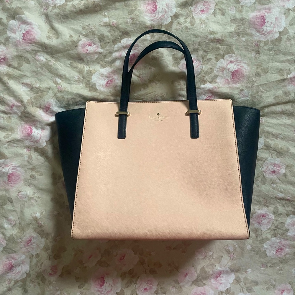 OFFERS WELCOMED - Kate Spade Pink/Black Leather Tote with Adjustable Strap
